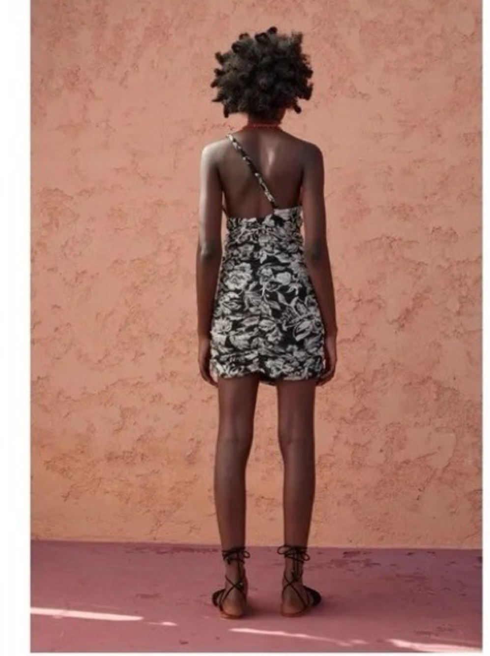 ZARA Printed One-Shoulder Dress - Picture 3 of 6